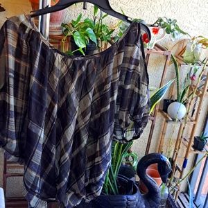 Like New, Bat Wing, Plaid Blouse